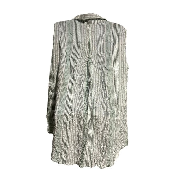Jane + Delancey Sleeveless Striped Button Down Shirt Small Green White Relaxed - Picture 2 of 9